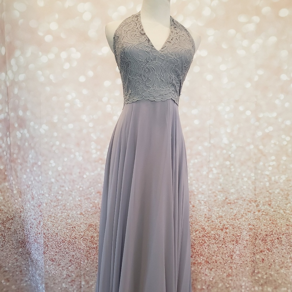 NWT Dessy Collection Halter Chiffon & Lace Gown